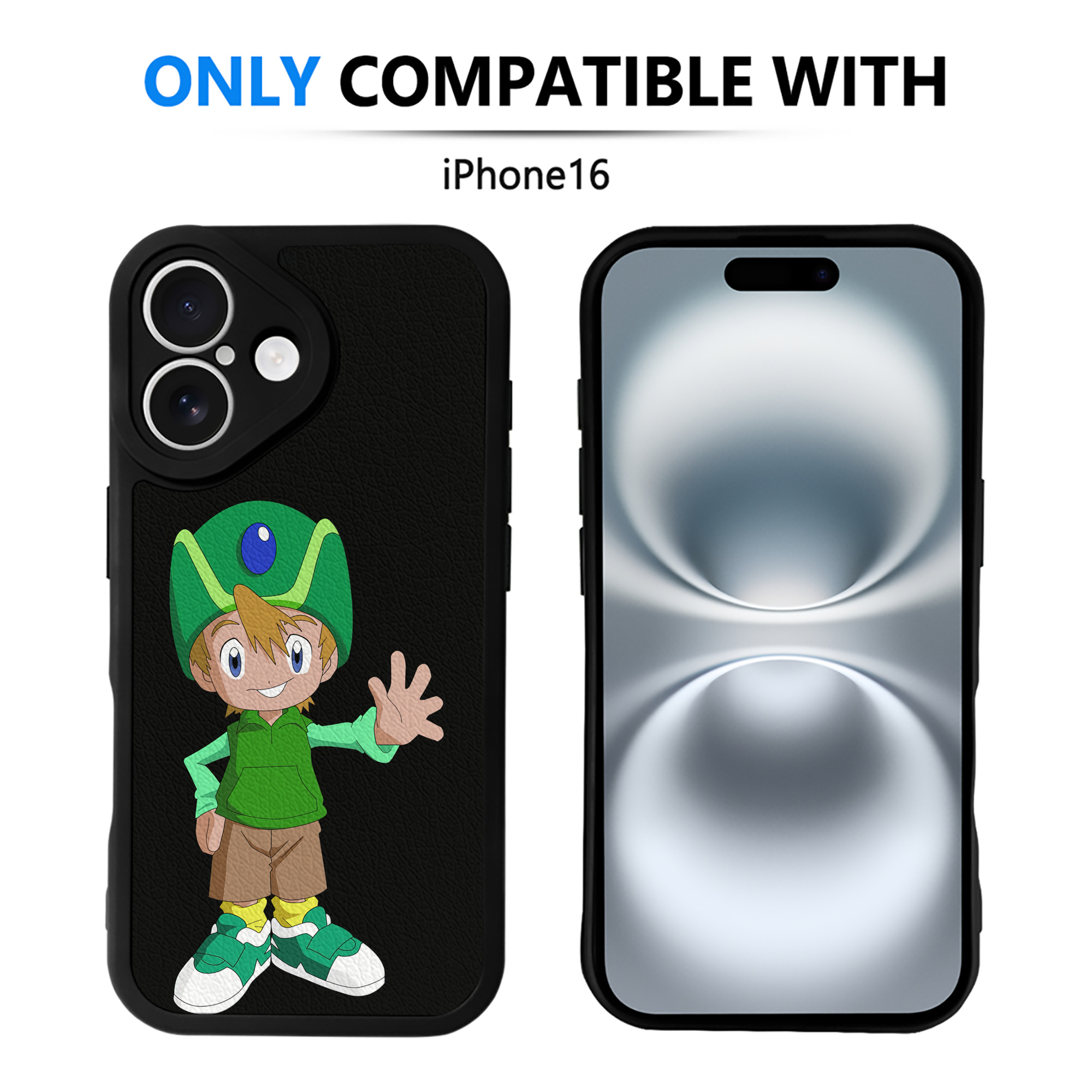 （画像用） Digimon デジタルモンスター/デジモン 【iPhone 16シリーズ対応】シリコンスマホケース（レザー調） 材質：シリコン